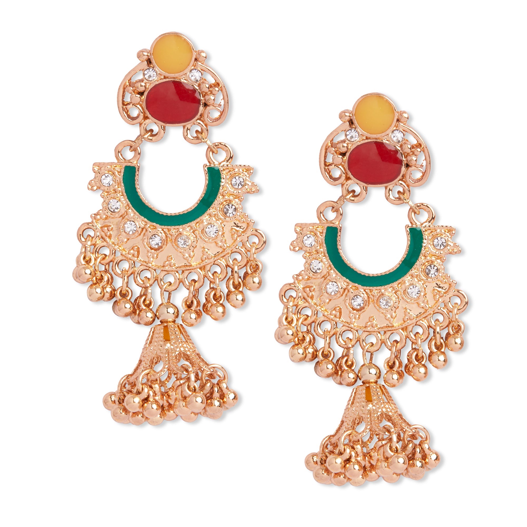 Accessorize London Multi Color Gold Jhumkas