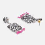 Accessorize London Women's Pink Beaded Oxidised Silver Earring