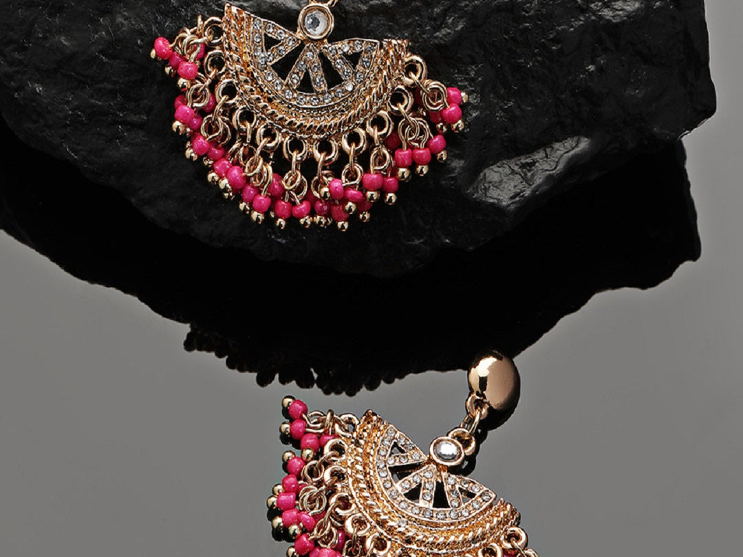 Accessorize London Women's Pink Beaded Gold Chanbalis