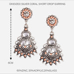 Accessorize London Oxidized Silver Coral Short Drop Earring Zinc Drops & Danglers