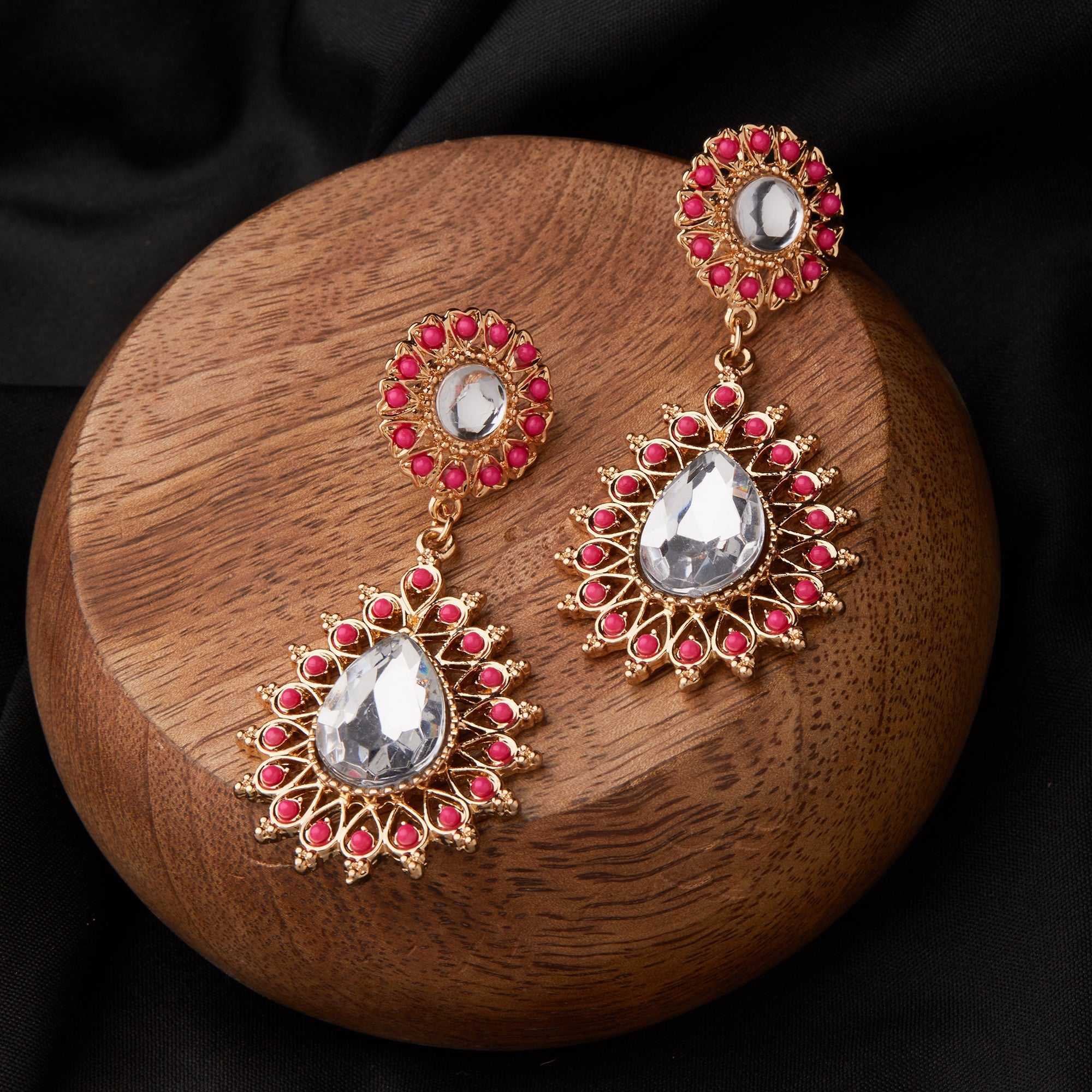 Accessorize London Women's Geometric Pink Tera Drop Earring