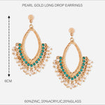 Accessorize London Pearl Gold Long Drop Earrings Zinc Drops & Danglers