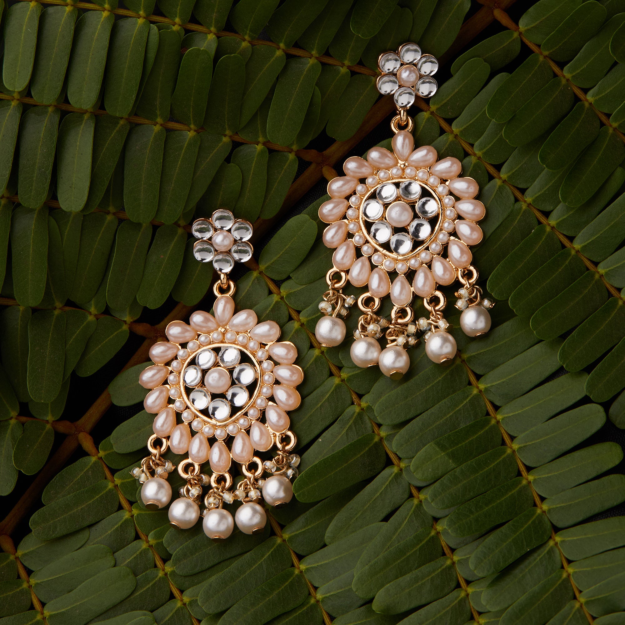 Accessorize London Women's Kundan Pearl Long Drop Earrings