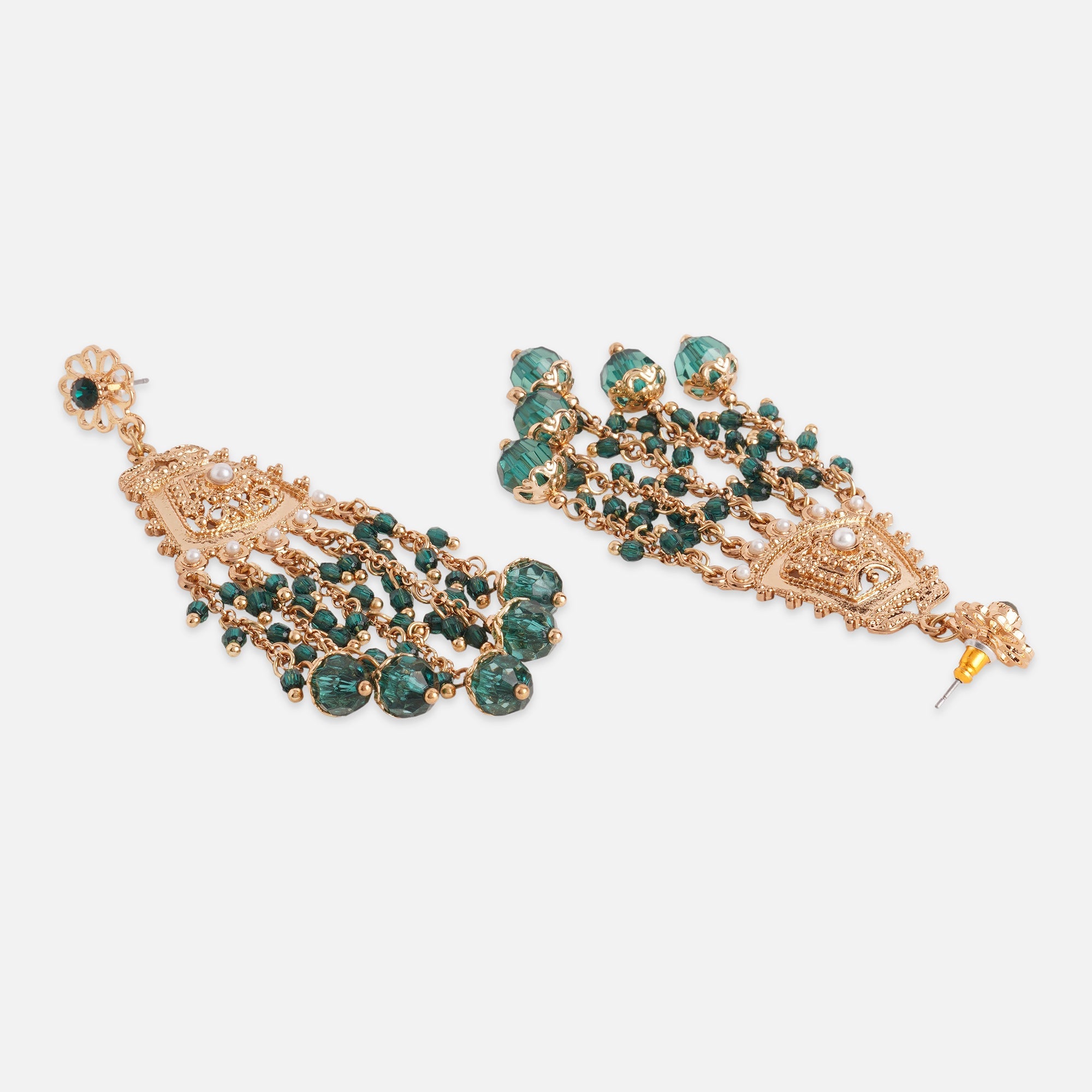 Accessorize London Green Long Drop Earrings Zinc Drops & Danglers