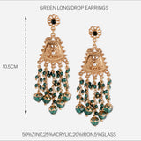 Accessorize London Green Long Drop Earrings Zinc Drops & Danglers