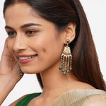 Accessorize London Green Long Drop Earrings Zinc Drops & Danglers