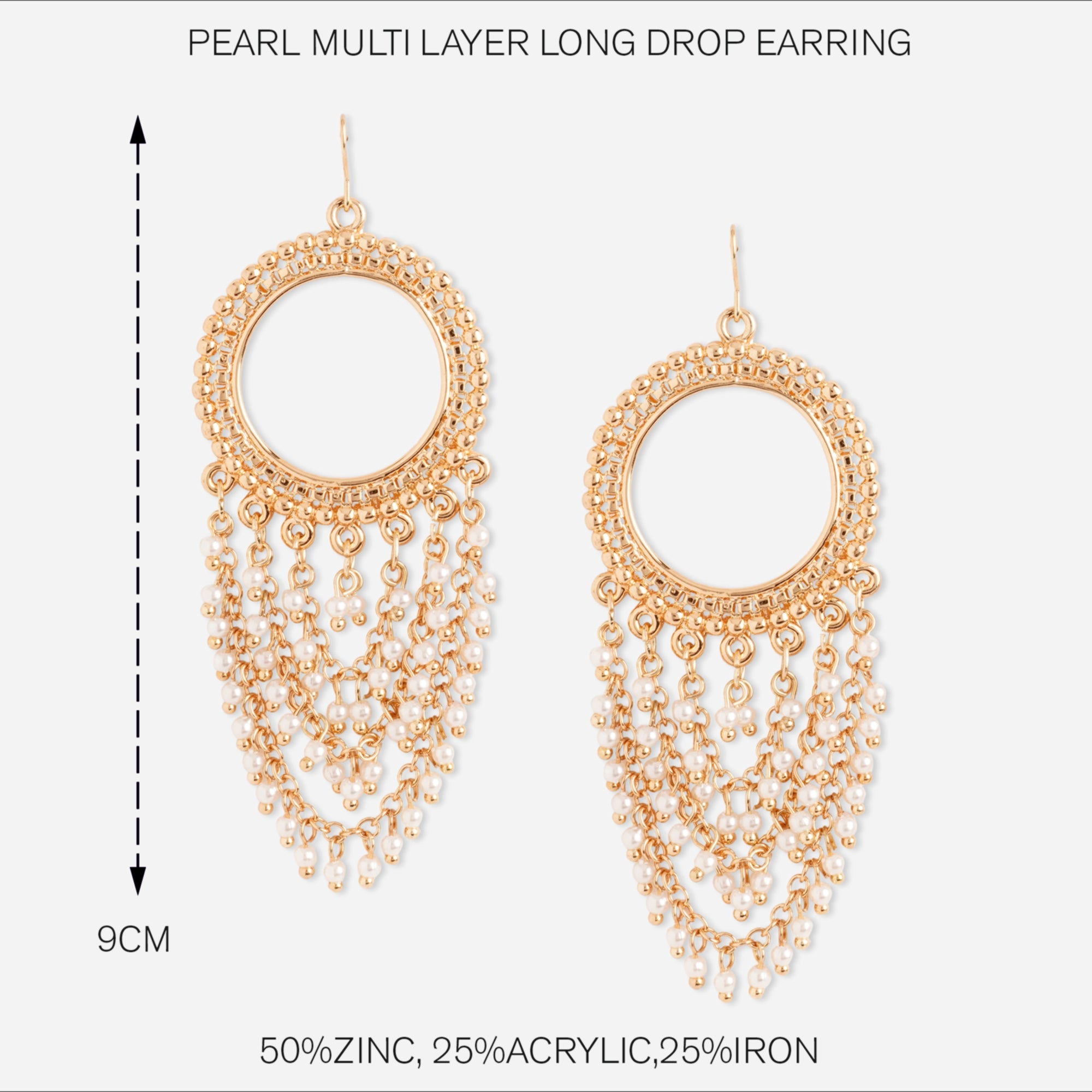 Accessorize London Pearl Multi Layer Long Drop Earring