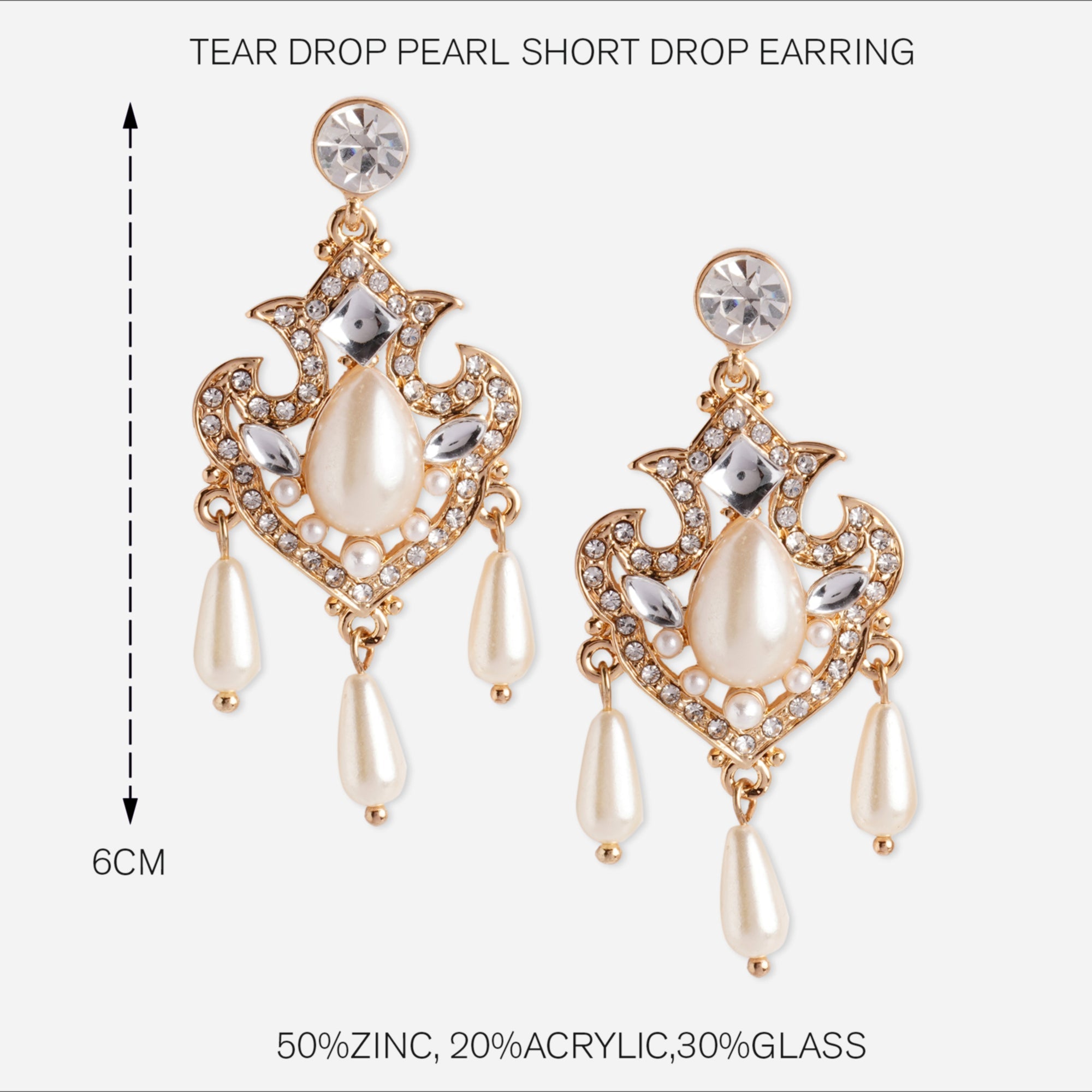Accessorize London Women's Tear Drop Pearl Short Drop Earring