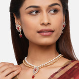 Accessorize London Women's Red Kundan Jewelry Set