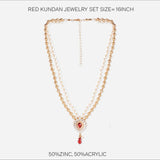 Accessorize London Women's Red Kundan Jewelry Set