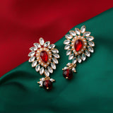 Accessorize London Women's Red Kundan Drop Earring