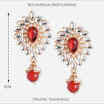 Accessorize London Women's Red Kundan Drop Earring