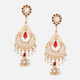 Accessorize London Women's Red Bead And Pearl Jhumkas
