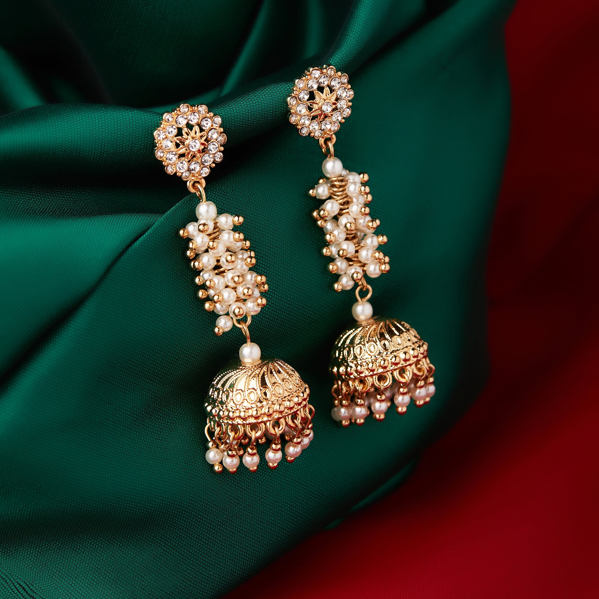 Accessorize London Diamante Gold Jhumkas Zinc Jhumki Earring