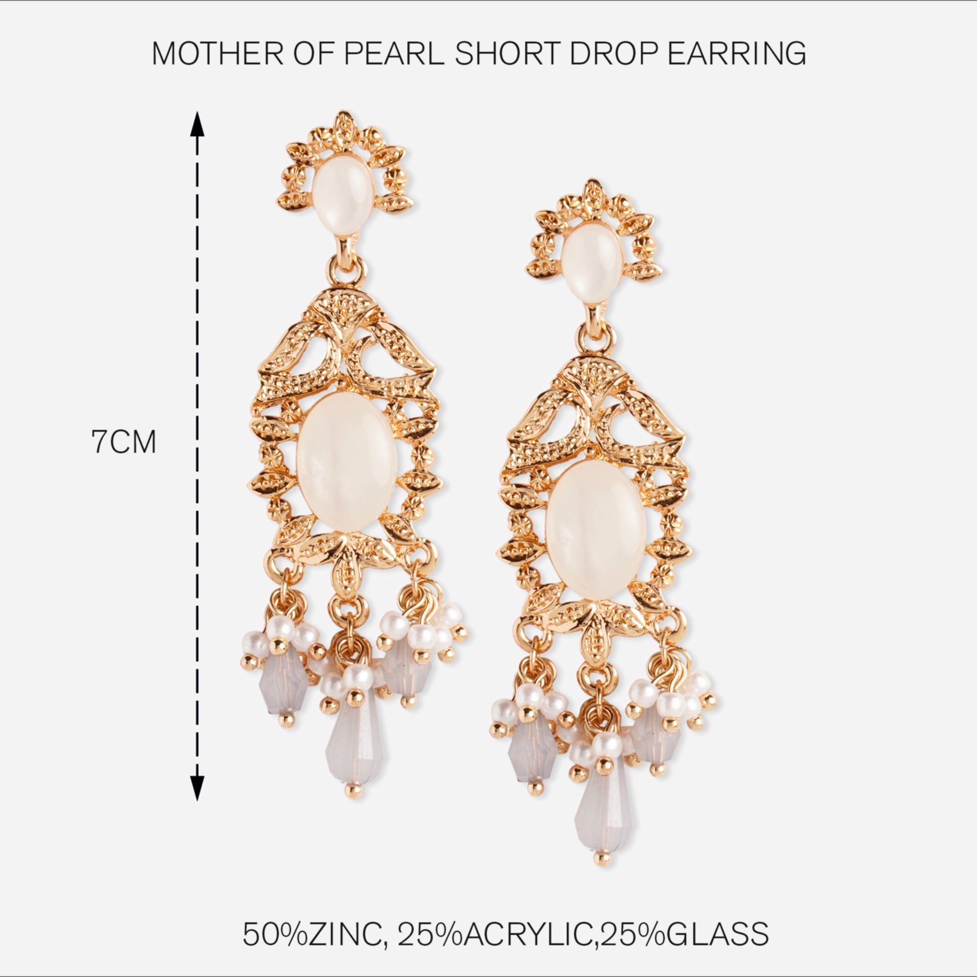 Accessorize London Mother Of Pearl Short Drop Earring Zinc Drops & Danglers