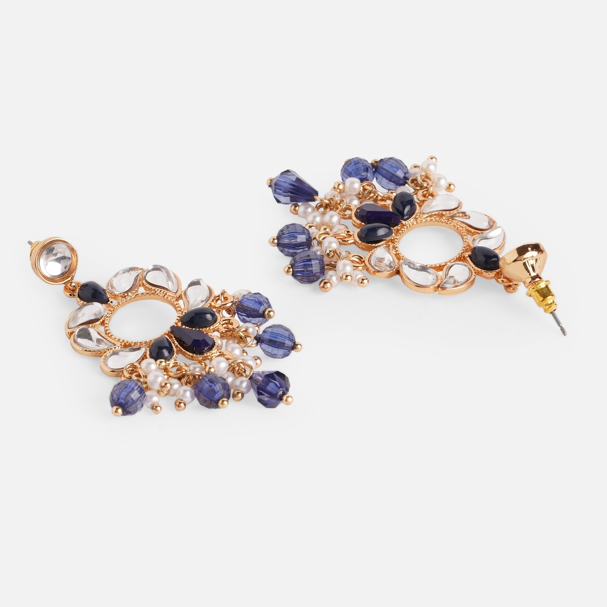 Accessorize London Women's Blue Kundan Short Drop Earring