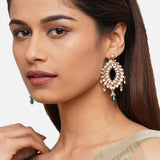 Accessorize London Women's Green Kundan Long Drop Earrings