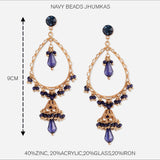 Accessorize London Navy Beads Jhumkas Zinc Jhumki Earring