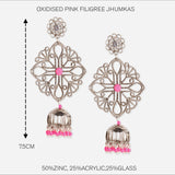 Accessorize London Women's Oxidised Pink Filigree Jhumkas