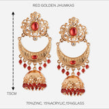 Accessorize London Women's Red Golden Jhumkas