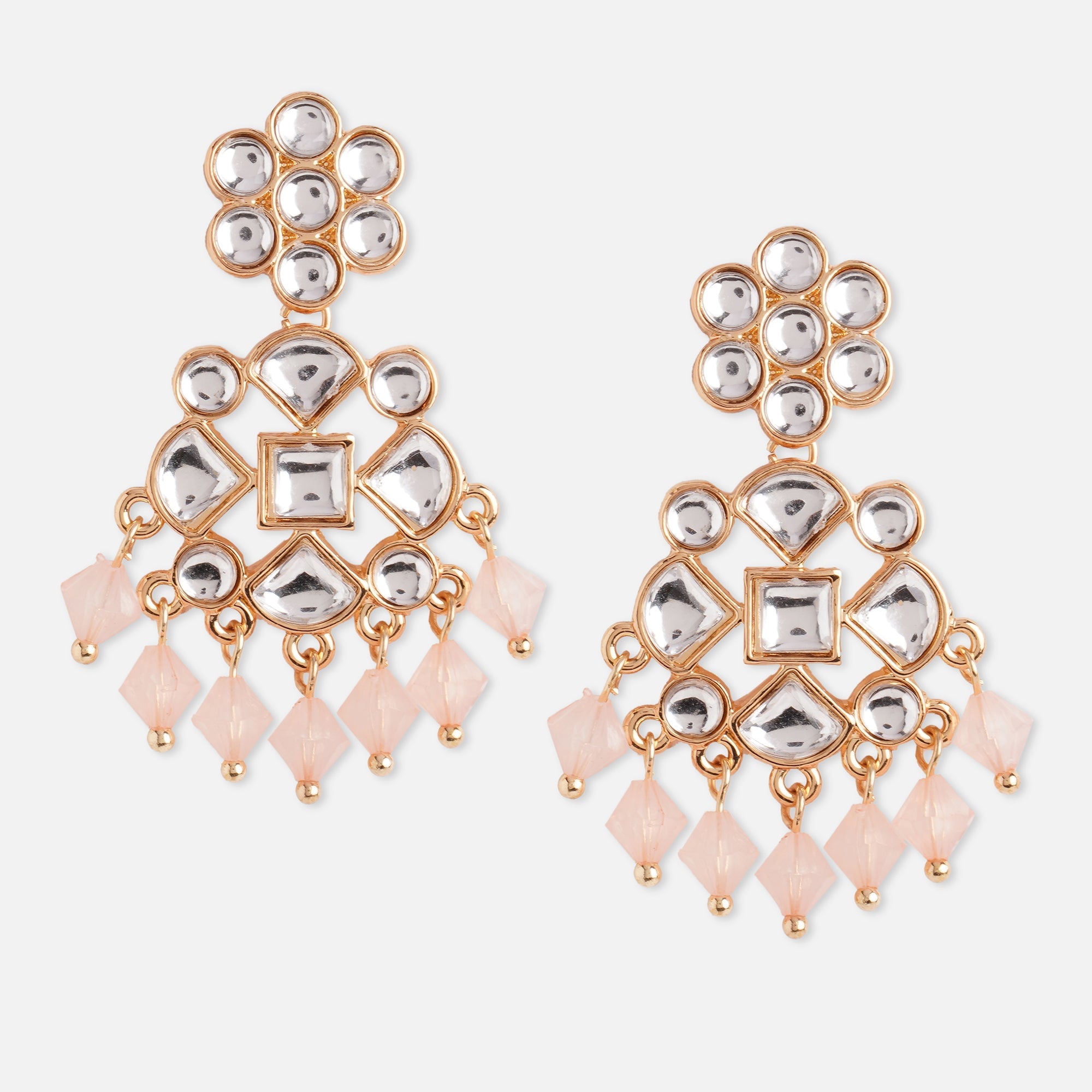Accessorize London Women's Pink Kundan Short Earrings
