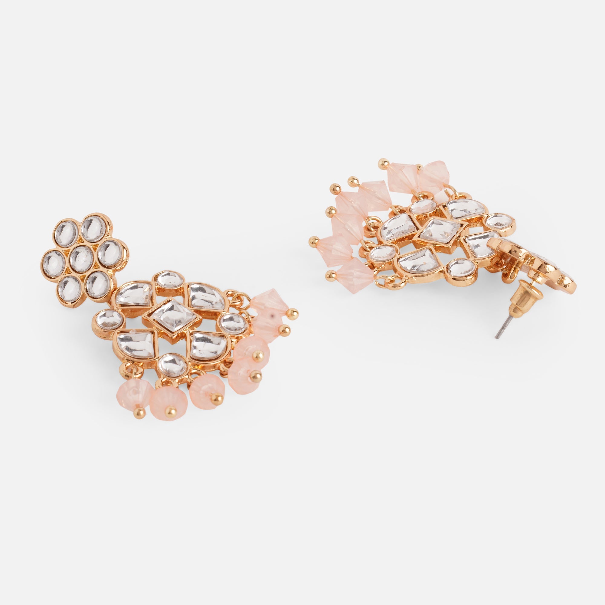 Accessorize London Women's Pink Kundan Short Earrings