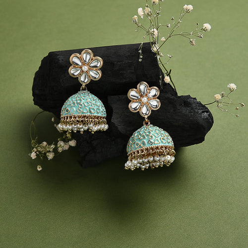 Accessorize London Women's Mint Enamelled Jhumkas
