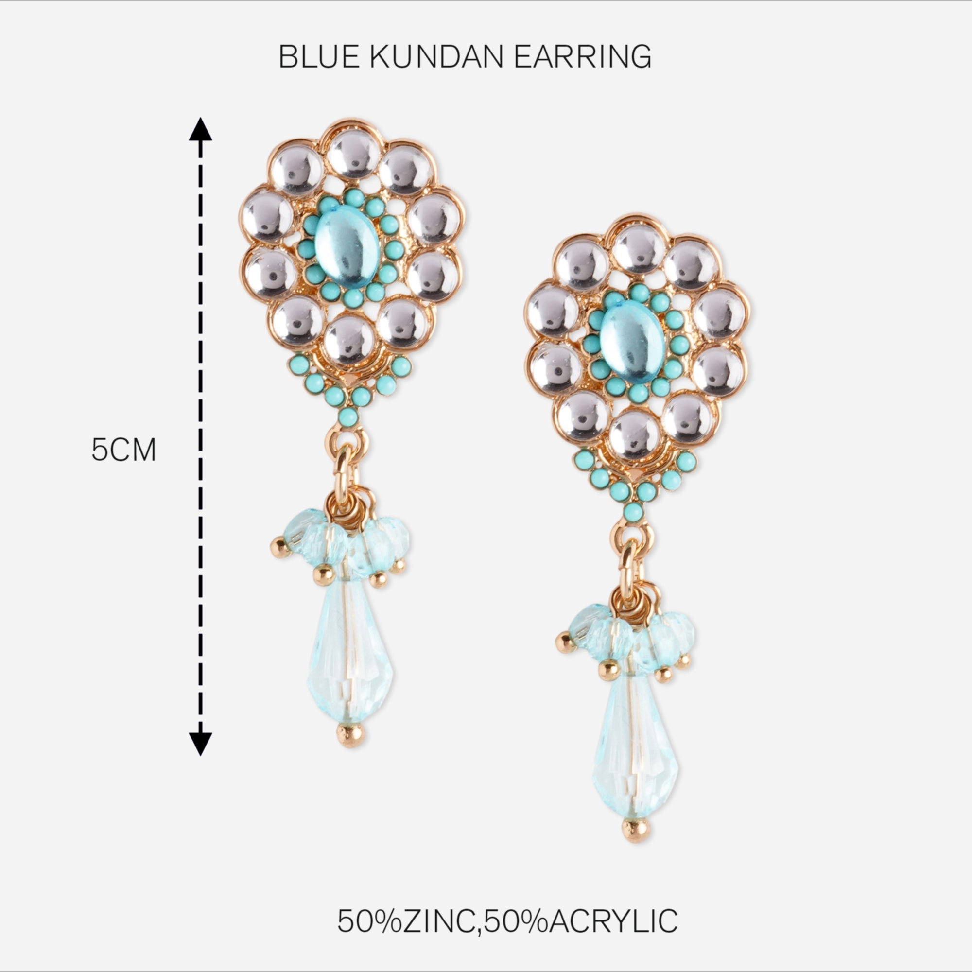Accessorize London Women's Blue Kundan Earring