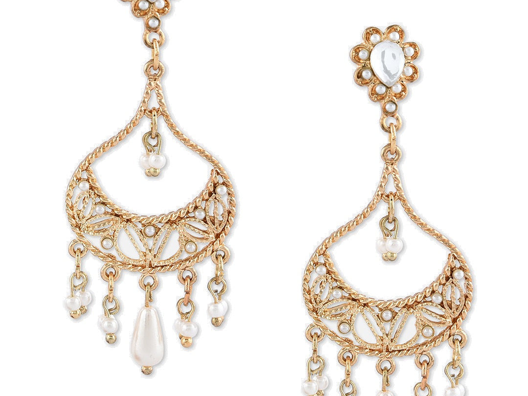 Accessorize London Women's Golden Kundan Long Drop Earrings