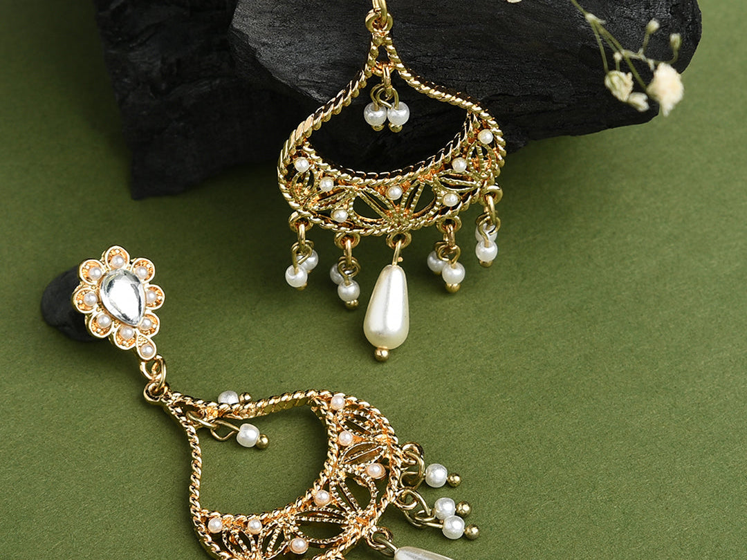 Accessorize London Women's Golden Kundan Long Drop Earrings