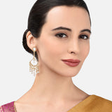 Accessorize London Women's Golden Kundan Long Drop Earrings