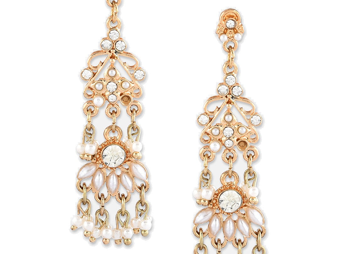 Accessorize London Women's Gold And Pearl Long Drop Earring