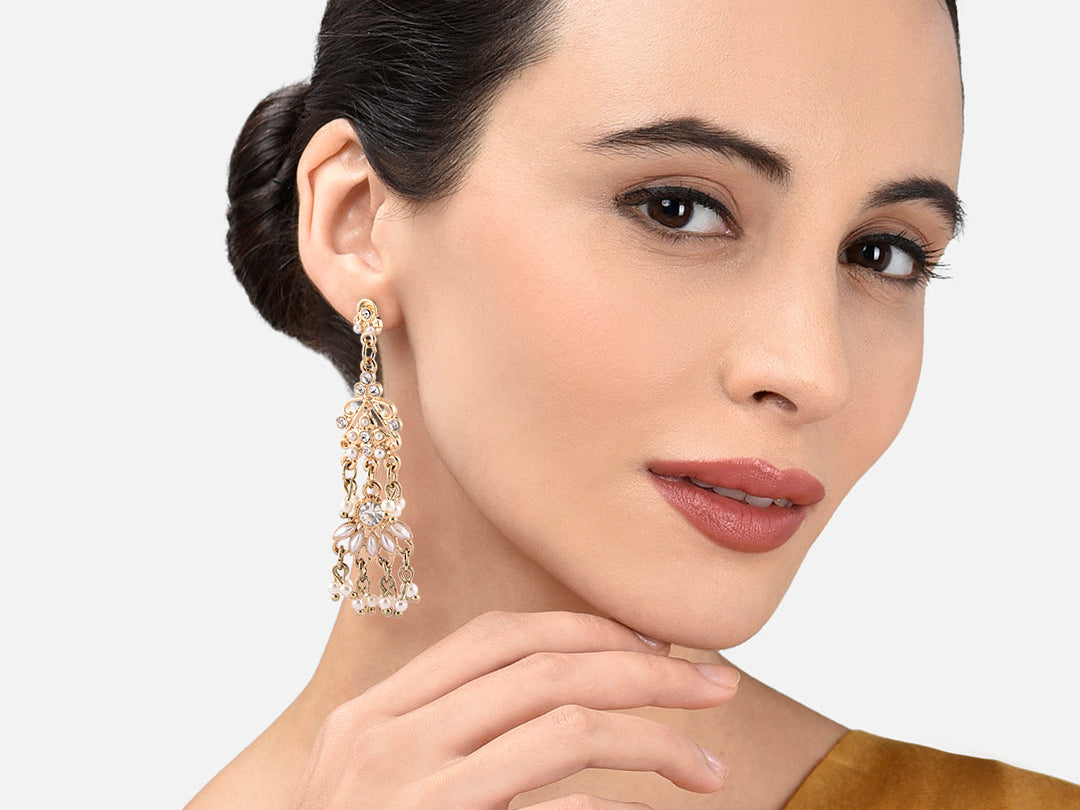 Accessorize London Women's Gold And Pearl Long Drop Earring