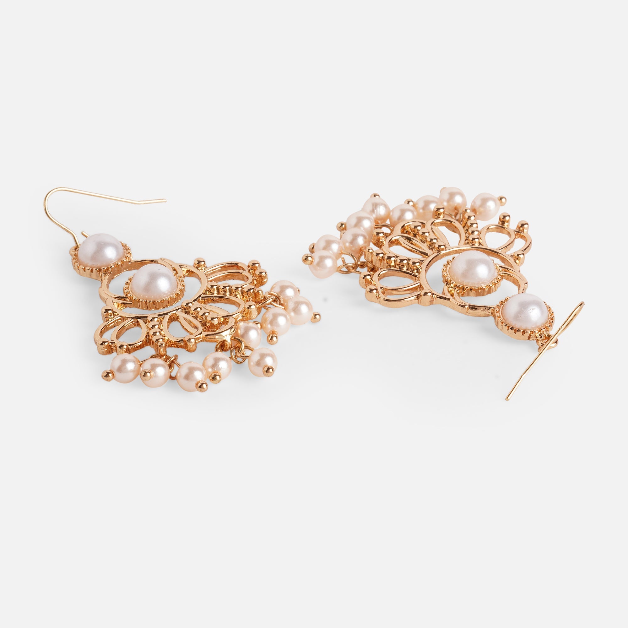 Accessorize London Women's Gold Short Drop Pearl Earrings