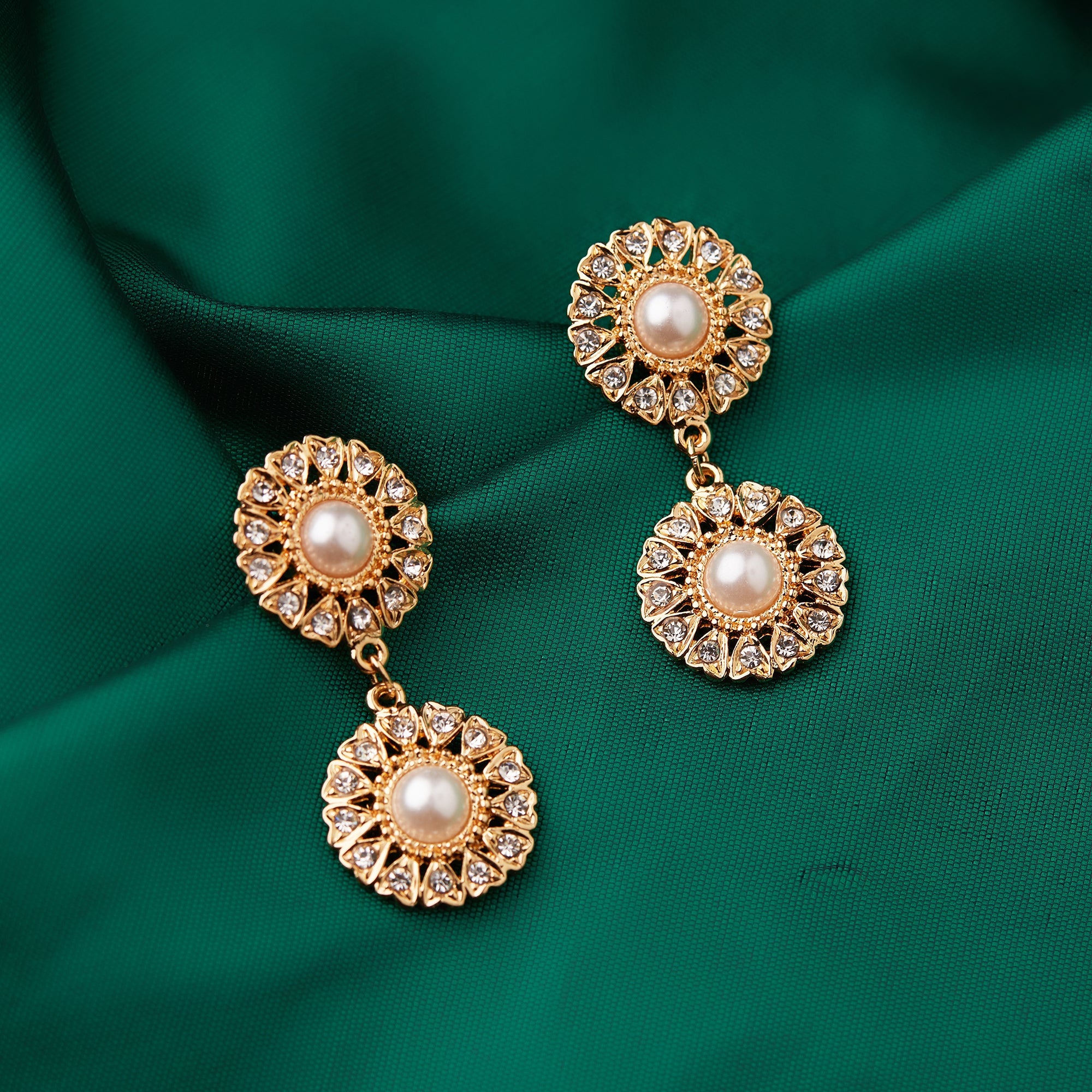 Accessorize London Gold Diamante Short Drop Earrings Zinc Drops & Danglers