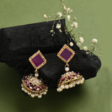 Accessorize London Mauve Diamond Shape Jhumkas