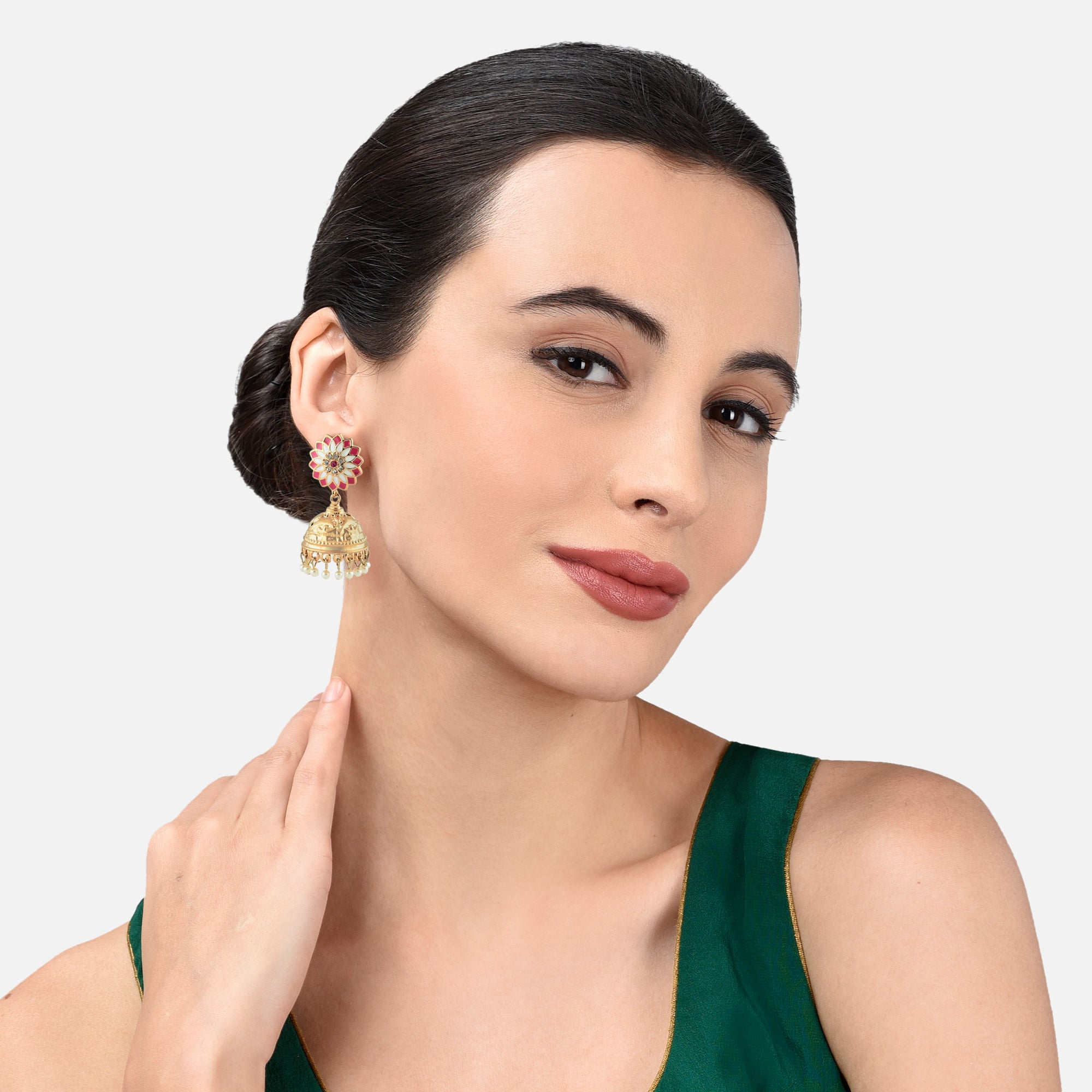Accessorize London Multi Color Floral Enamel Jhumkas