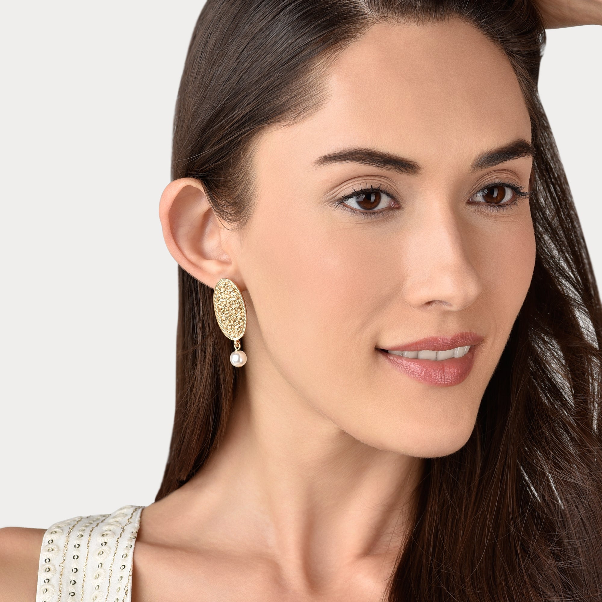 Accessorize London Women's Gold Pearl Drop Earring