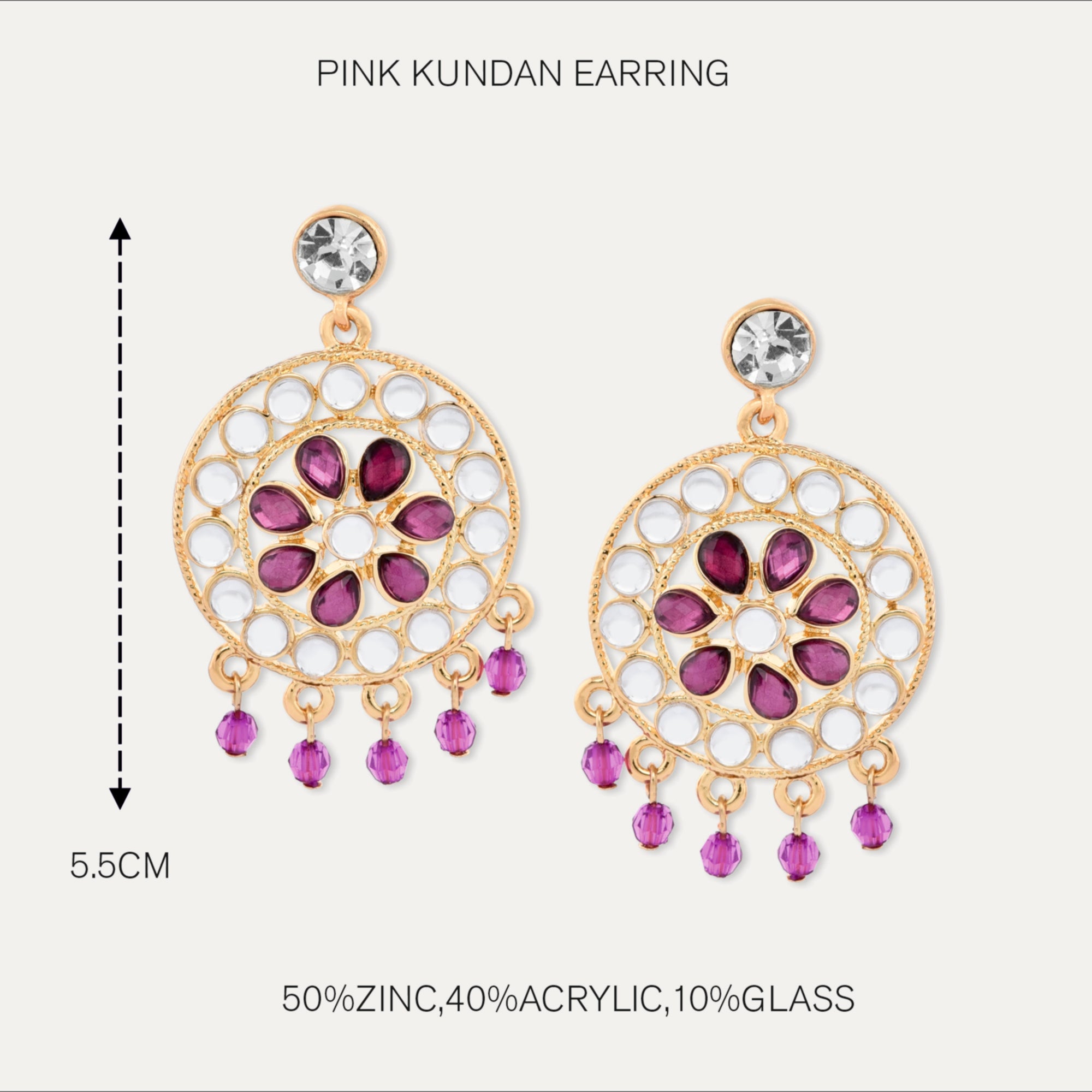 Accessorize London Women's Pink Kundan Earrings