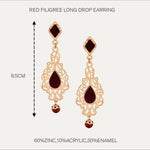 Accessorize London Women's Red Filigree Long Drop Earrings