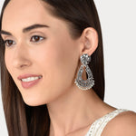 Accessorize London Silver Oxidized Mint Chandbalis