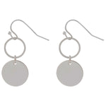 Accessorize London Women's Silver Polished Disc Drop Earrings