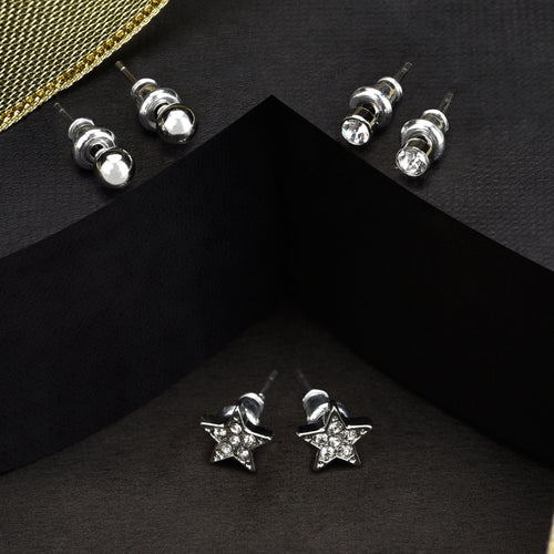 Accessorize London Women'S Silver Set Of 3 Star Stud Earring Pack