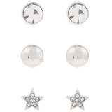 Accessorize London Women'S Silver Set Of 3 Star Stud Earring Pack