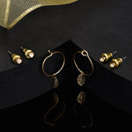 Accessorize London Women'S Gold Set Of 3 Leaf Hoop Stud Earring Pack
