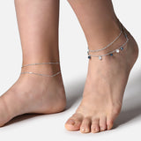 Accessorize London Women's Set Of 4 Silver Chain Anklets