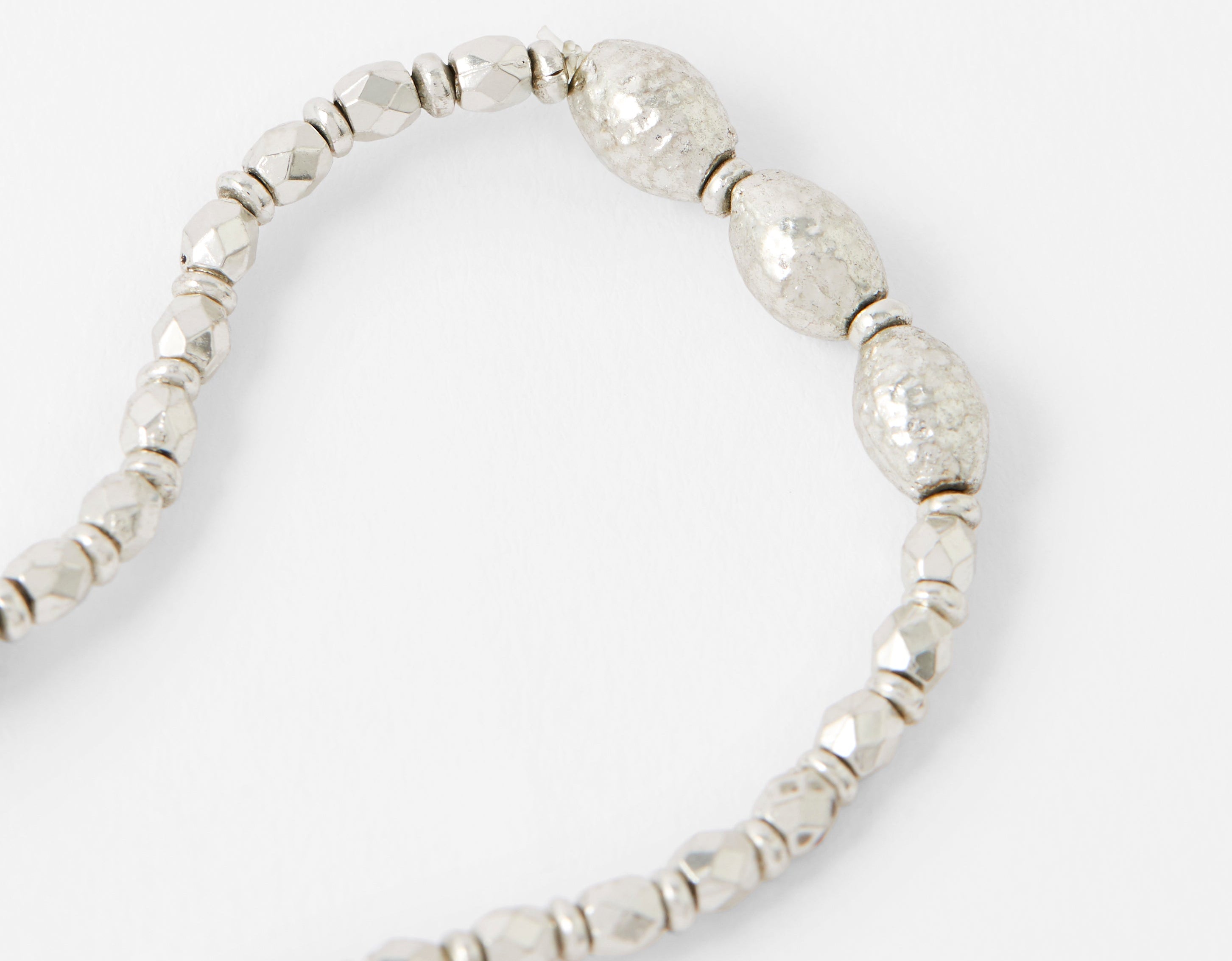 Accessorize London Women's Silver Bead Stretch Disc Bracelet