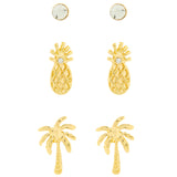 Accessorize London Women's Set Of 3 Pineapple Stud Earrings