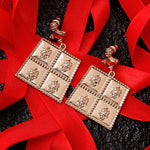 Accessorize London Square Golden Alloy Drop Earrings