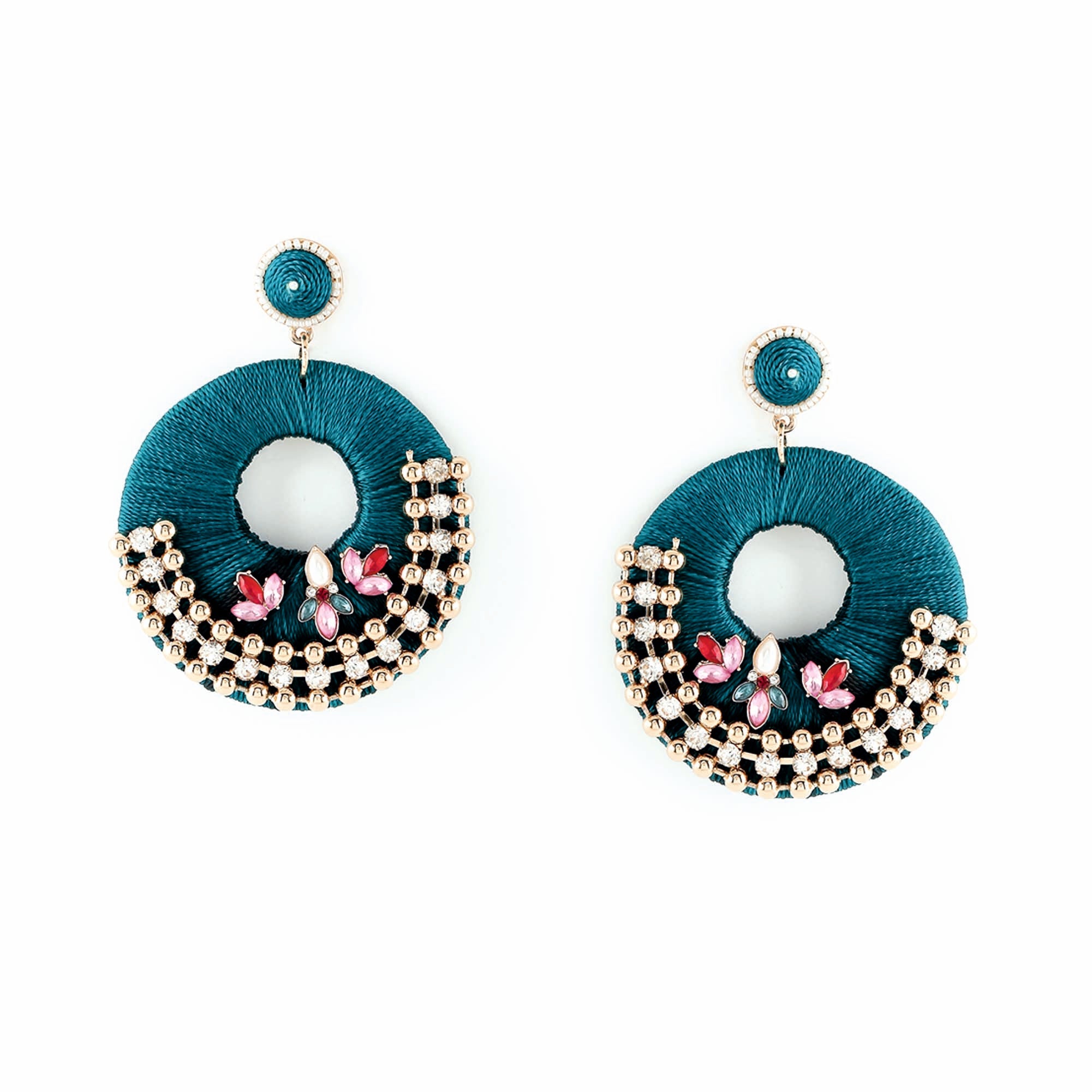 Accessorize London Turq Embellished Earrings Zinc Drops & Danglers